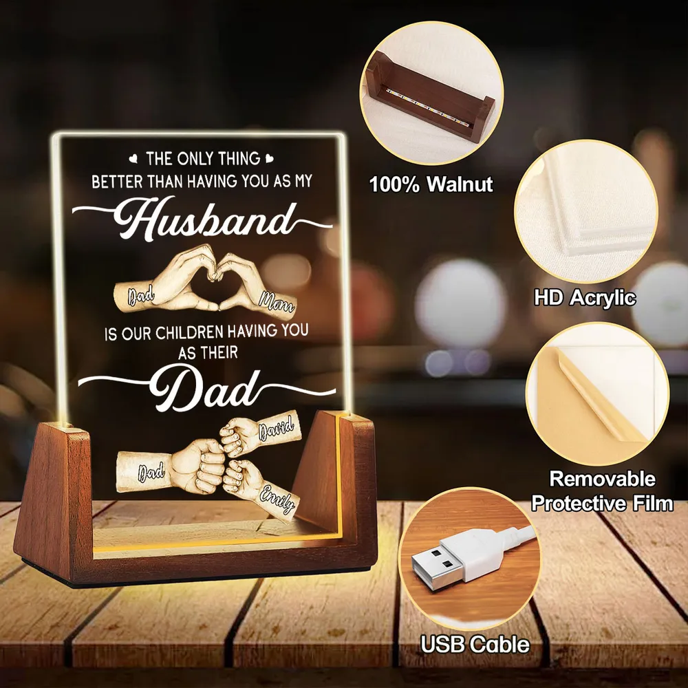 Personalized LED Light Frame for Husband & Dad, Unique Custom Gift with Warm Family Hands Design - Image 7