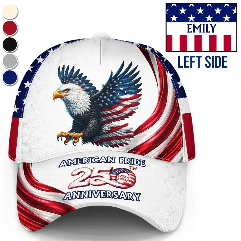 American Pride 250th Anniversary Personalized Classic Cap, Flying Eagle & Flag Stripes Unique Gift for Dad - Image 2