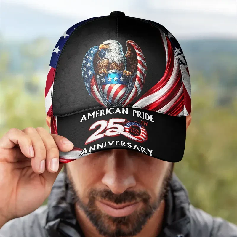 American Pride 250th Anniversary Personalized Classic Cap, Flying Eagle & Flag Stripes Unique Gift for Dad - Image 3
