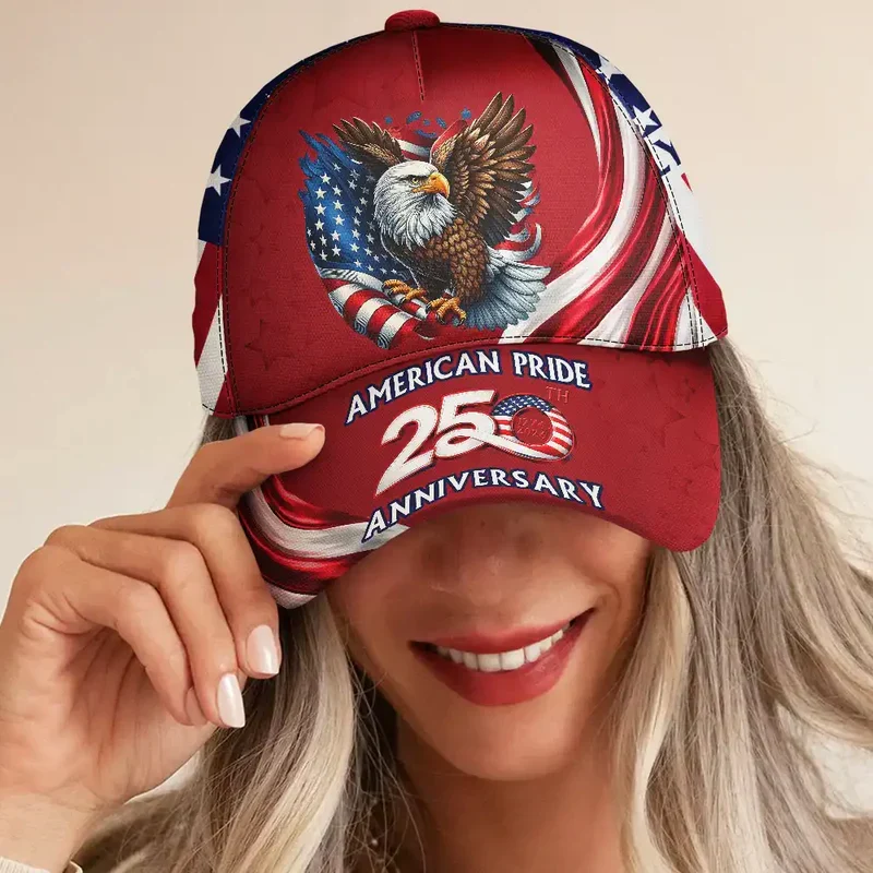 American Pride 250th Anniversary Personalized Classic Cap, Flying Eagle & Flag Stripes Unique Gift for Dad - Image 4