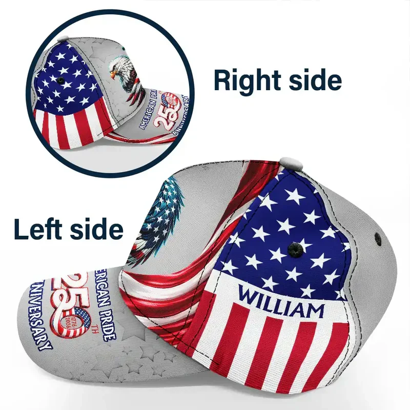 American Pride 250th Anniversary Personalized Classic Cap, Flying Eagle & Flag Stripes Unique Gift for Dad - Image 5