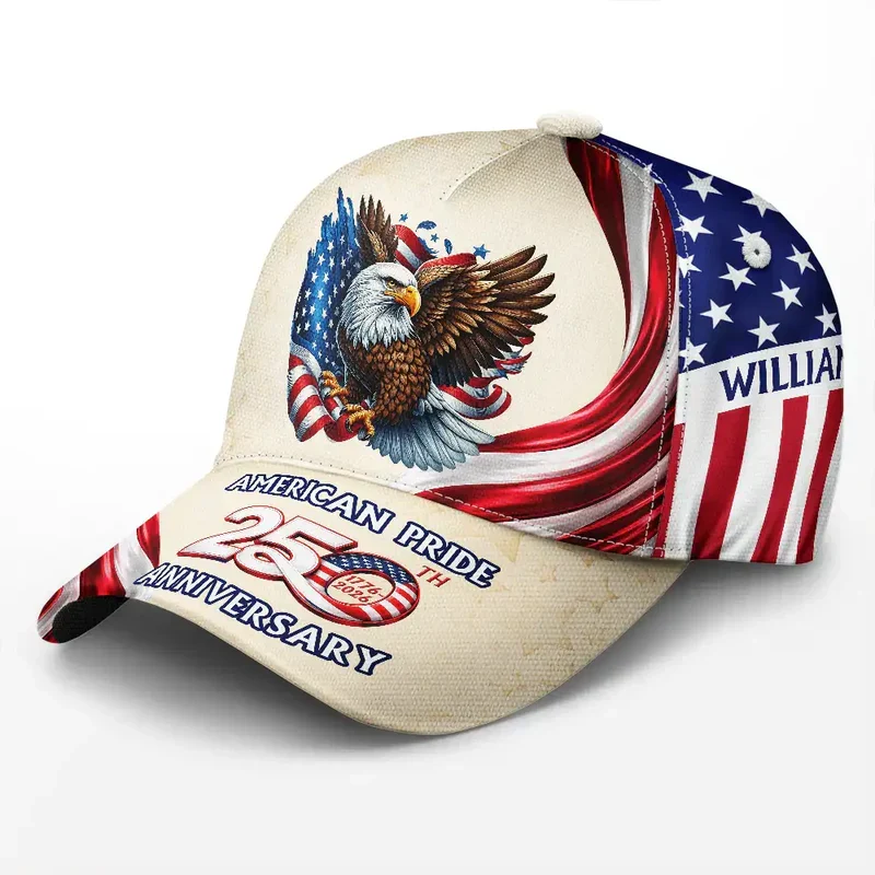 American Pride 250th Anniversary Personalized Classic Cap, Flying Eagle & Flag Stripes Unique Gift for Dad - Image 7