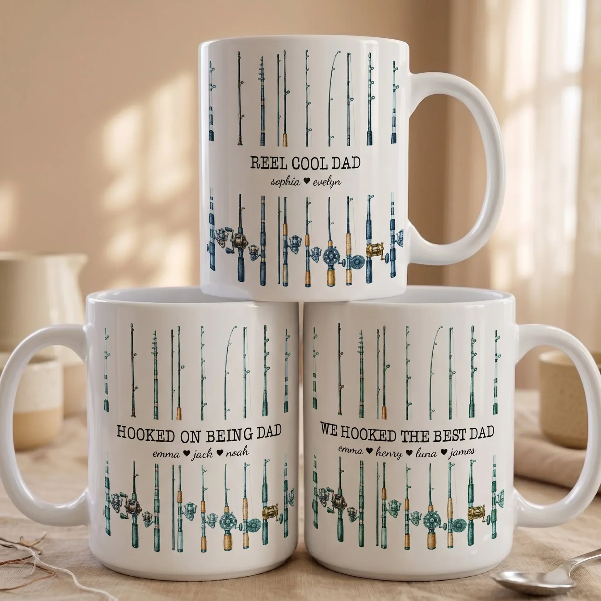 Personalized Ceramic Mug for Dad, Fishing Rod Design, Unique Gift for Morning Coffee - Image 2