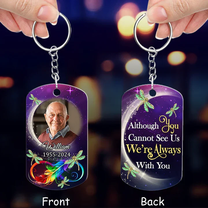 Personalized Acrylic Keychain With Memorial Photo, Dragonfly Design, Unique Gift For Family - Image 3