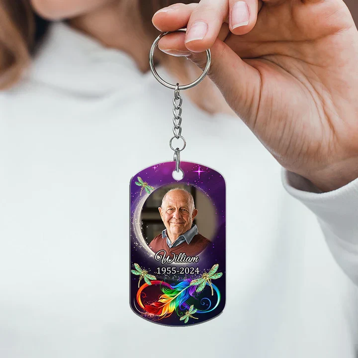 Personalized Acrylic Keychain With Memorial Photo, Dragonfly Design, Unique Gift For Family - Image 4