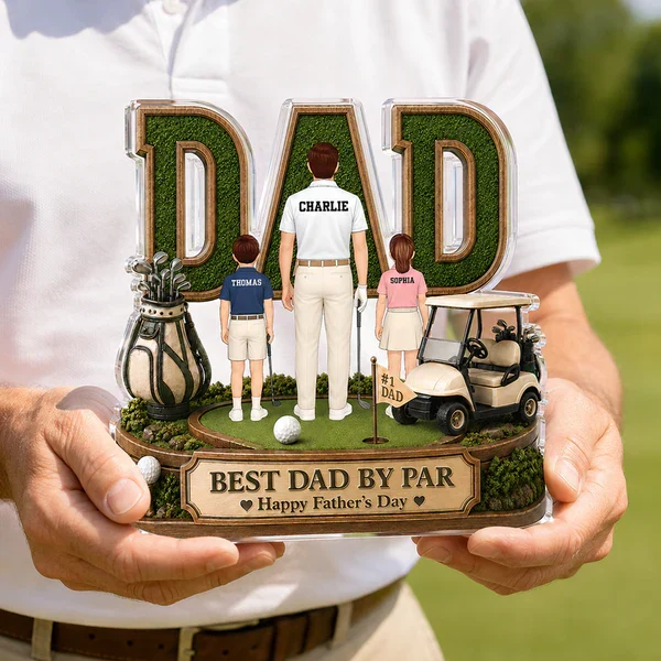 Shaped Acrylic Block Plaque for Dad, Personalized Father and Children Golf Keepsake, Creative Gift - Image 7