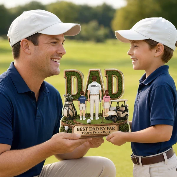 Shaped Acrylic Block Plaque for Dad, Personalized Father and Children Golf Keepsake, Creative Gift - Image 8
