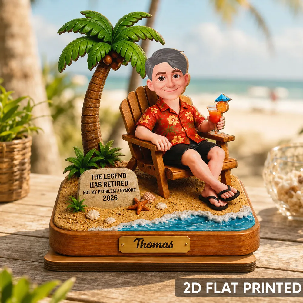 2-Layer Wooden Plaque with Tropical Retirement Humor, Creative Gift for Coworker, Dad or Husband - Image 2