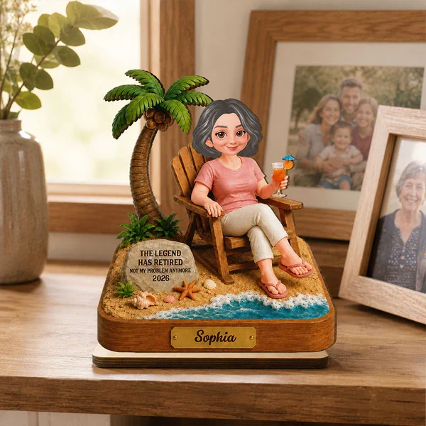 2-Layer Wooden Plaque with Tropical Retirement Humor, Creative Gift for Coworker, Dad or Husband - Image 4