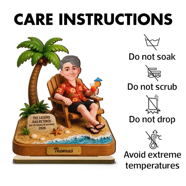 2-Layer Wooden Plaque with Tropical Retirement Humor, Creative Gift for Coworker, Dad or Husband - Image 6