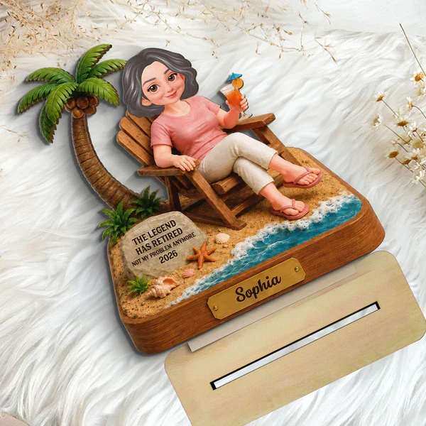 2-Layer Wooden Plaque with Tropical Retirement Humor, Creative Gift for Coworker, Dad or Husband - Image 7