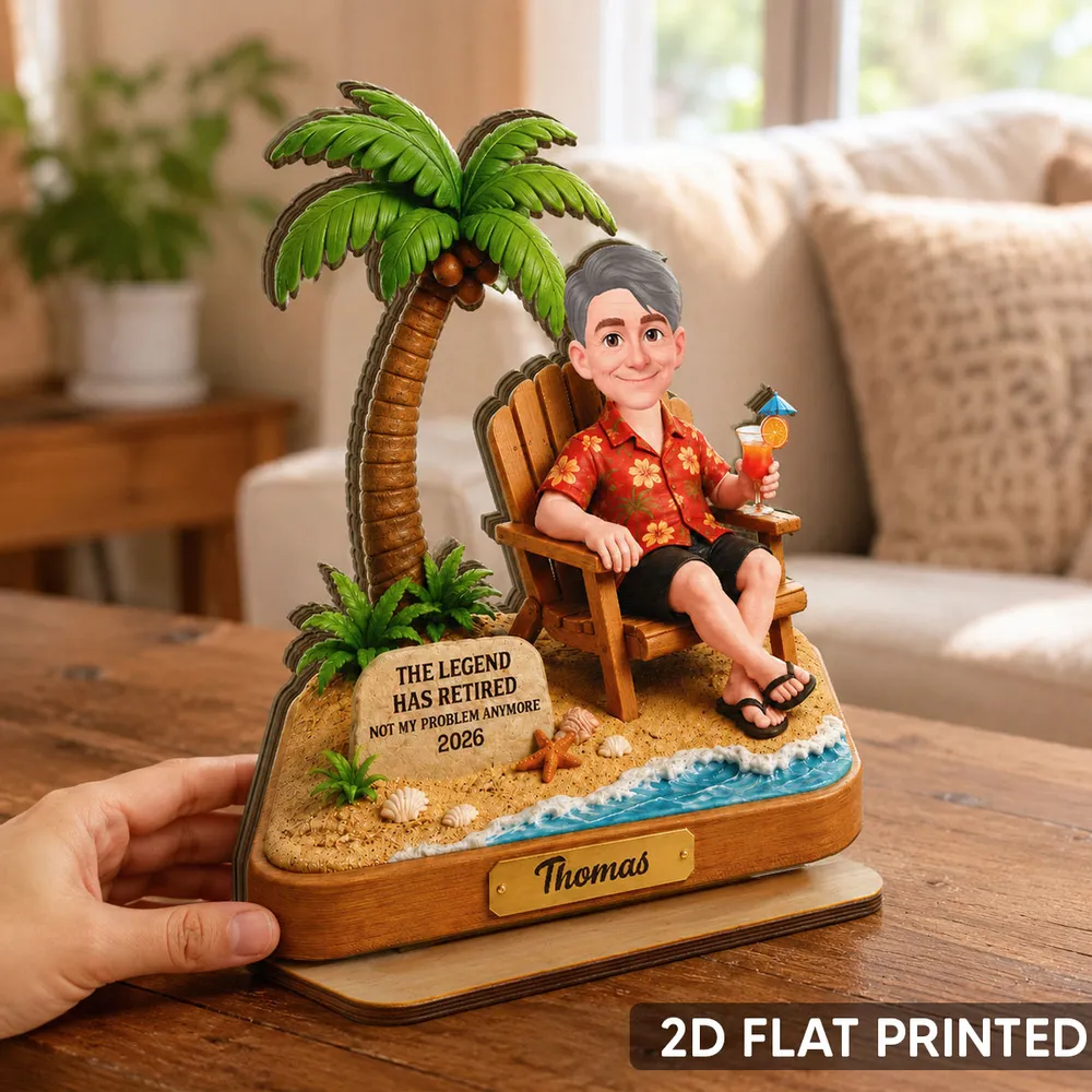 2-Layer Wooden Plaque with Tropical Retirement Humor, Creative Gift for Coworker, Dad or Husband - Image 8