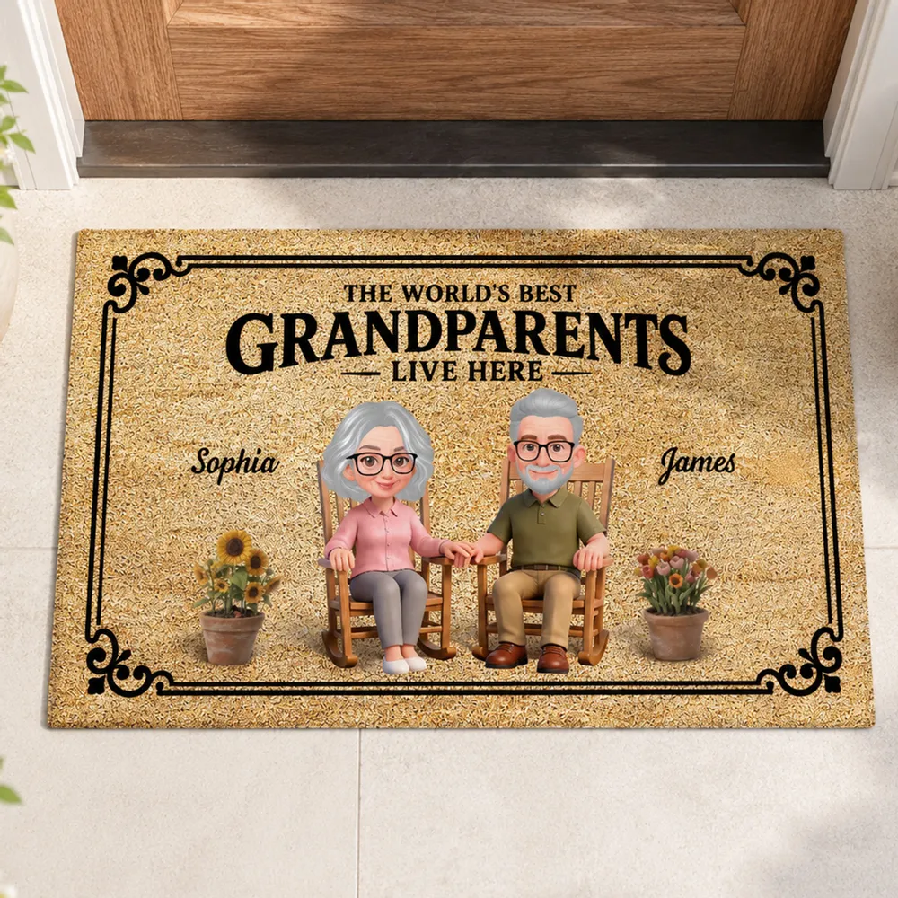 Personalized Standard Doormat, Grandparents Live Here Design, Unique Gift for Grandma & Grandpa - Image 2