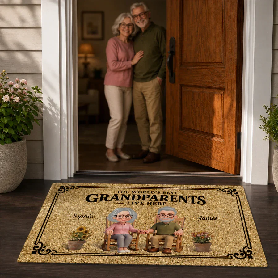 Personalized Standard Doormat, Grandparents Live Here Design, Unique Gift for Grandma & Grandpa - Image 4