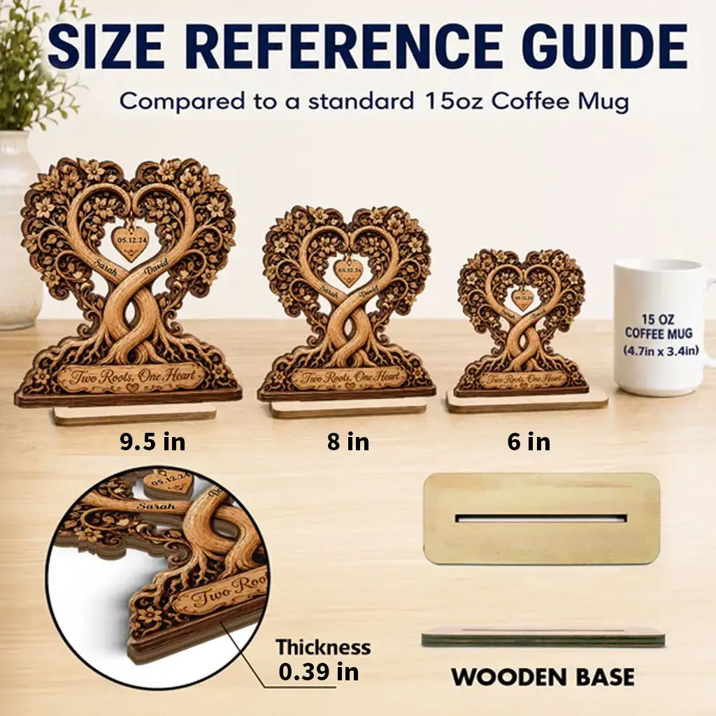Personalized 2-Layer Wooden Plaque, Two Roots One Heart Couple Keepsake, Unique Gift for Partners - Image 4