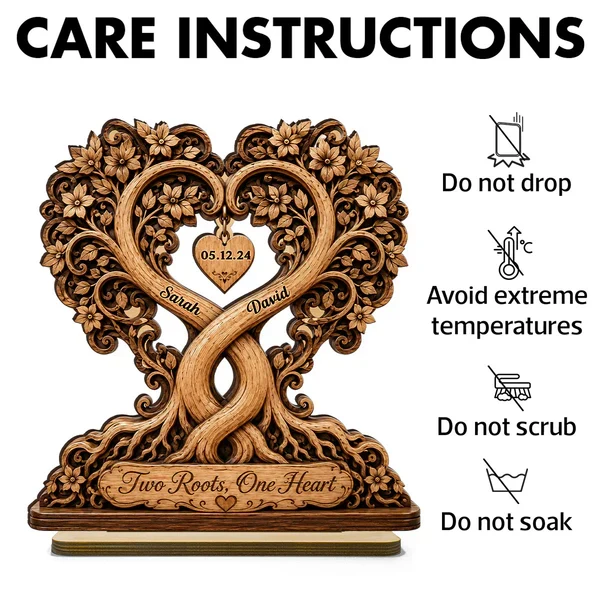 Personalized 2-Layer Wooden Plaque, Two Roots One Heart Couple Keepsake, Unique Gift for Partners - Image 5