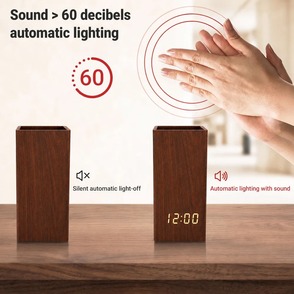 Wooden Pen Holder Clock, Personalized My Love Quote With Back View Couple, Unique Gift for Partner - Image 6