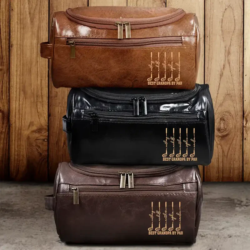 Personalized Leather Toiletry Bag for Dad, Golf Club Design, Unique Creative Gift for Travel - Image 2