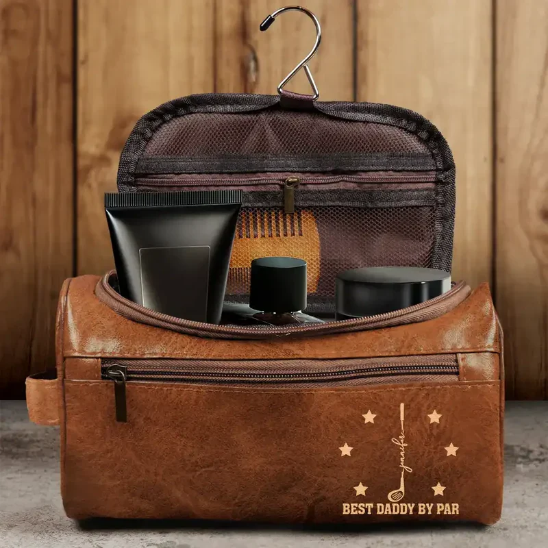 Personalized Leather Toiletry Bag for Dad, Golf Club Design, Unique Creative Gift for Travel - Image 5