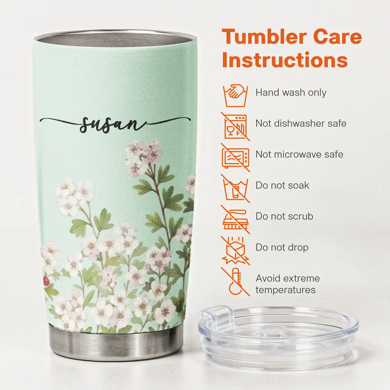 Insulated Travel Tumbler with Pastel Floral Artwork, Creative Personalized Gift for Sister, Daughter or Friend - Image 5