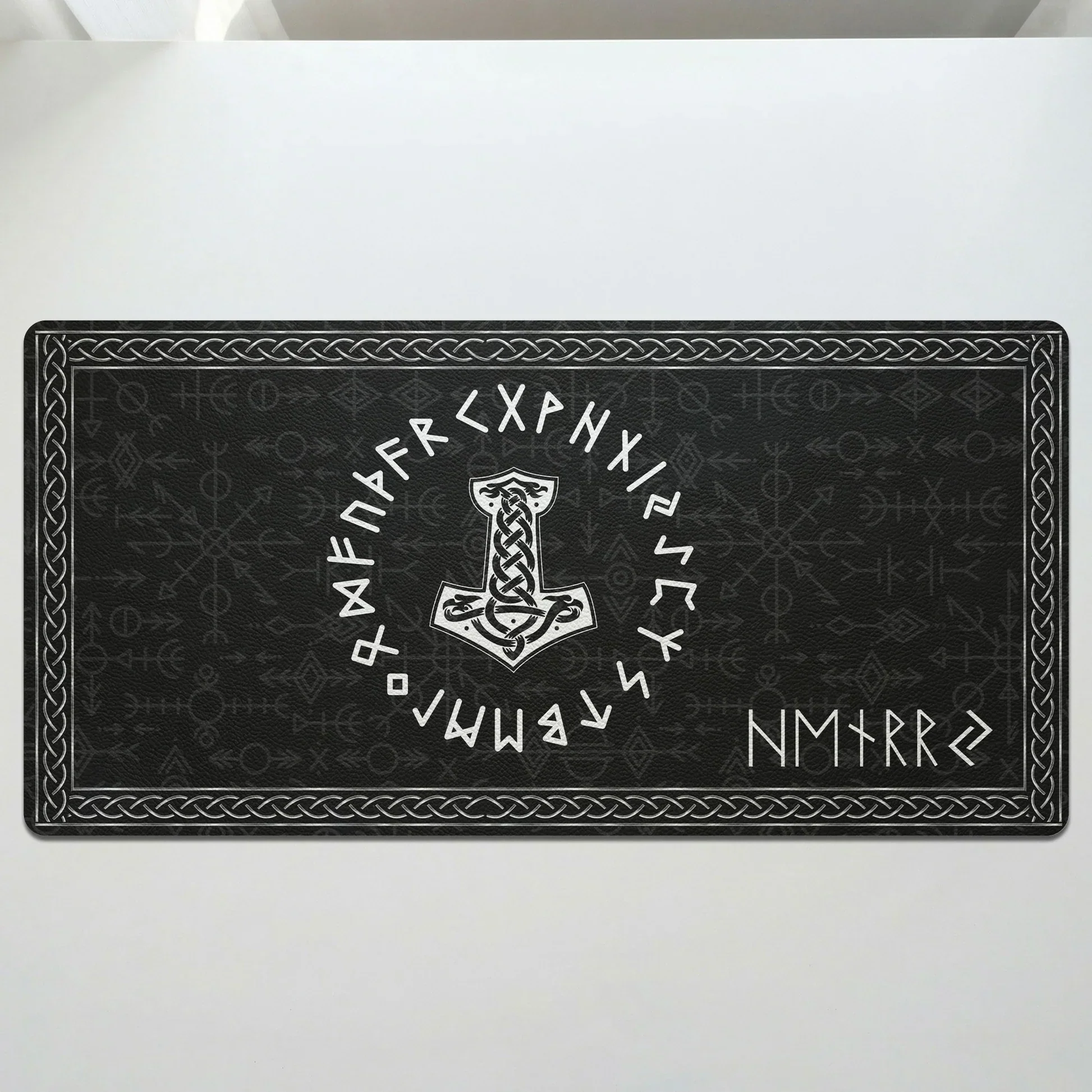 Personalized Leather Desk Mat with Viking Runes, Norse Style Desk Decor, Unique Creative Gift - Image 2