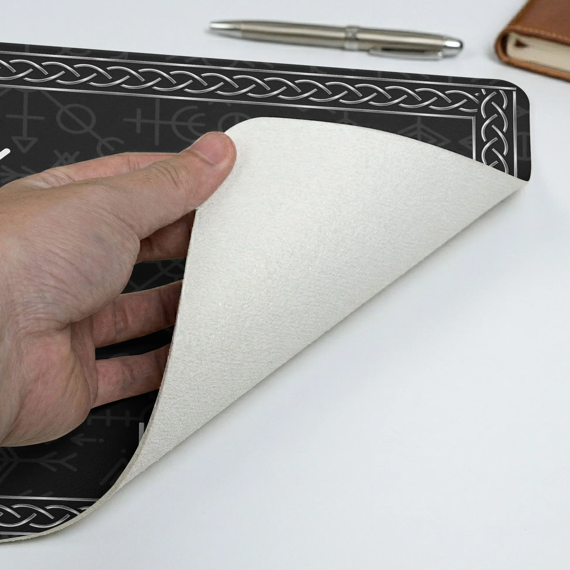 Personalized Leather Desk Mat with Viking Runes, Norse Style Desk Decor, Unique Creative Gift - Image 3