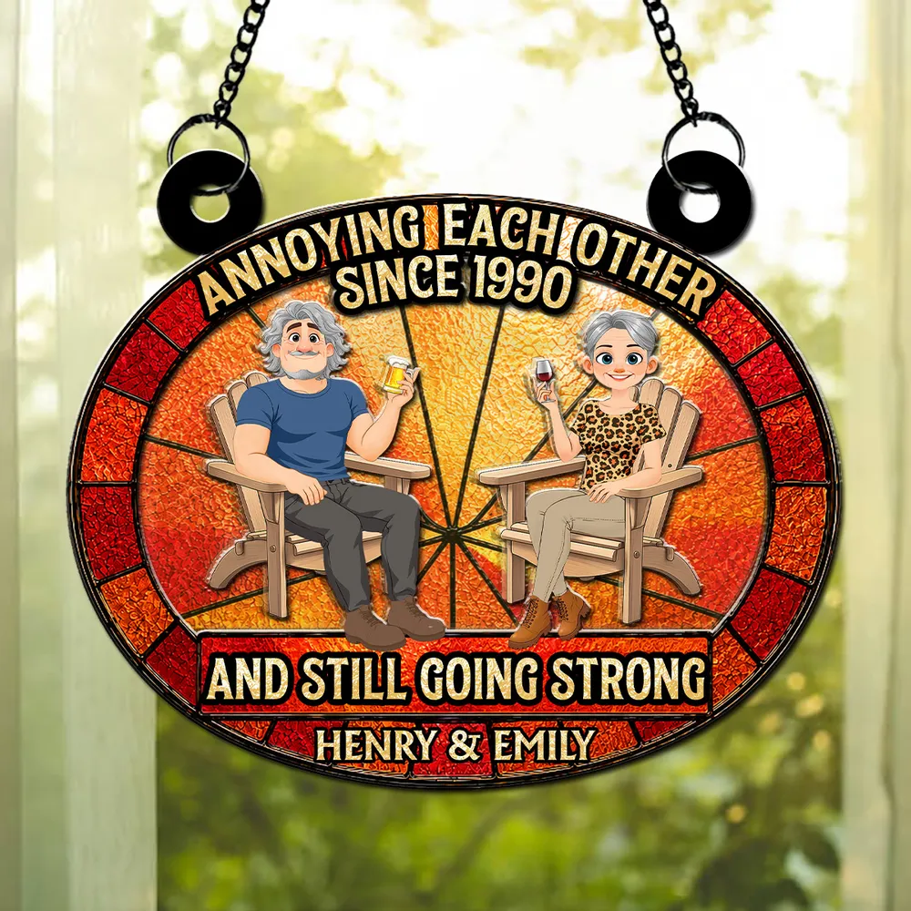Personalized Wood & Acrylic Layered Ornament for Couple, Colorful Window Decor, Unique Gift - Image 2