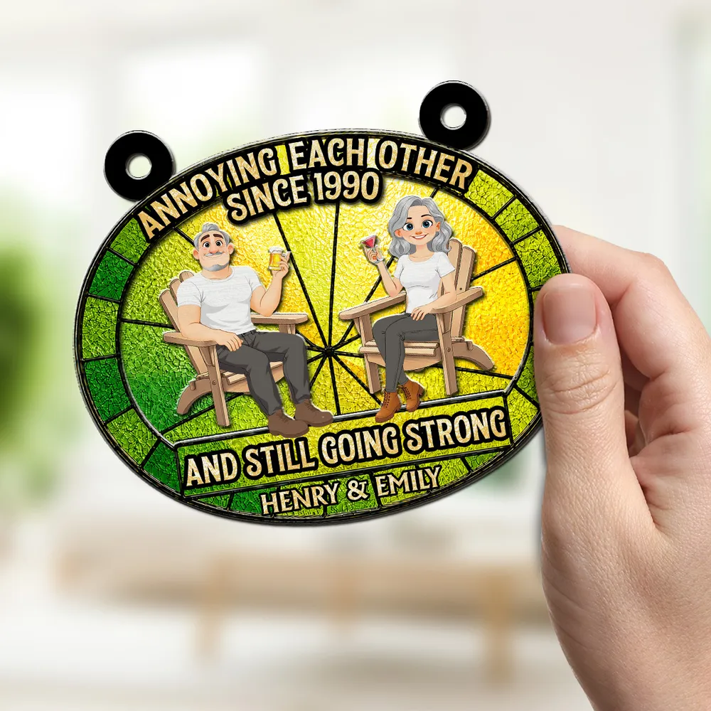 Personalized Wood & Acrylic Layered Ornament for Couple, Colorful Window Decor, Unique Gift - Image 3