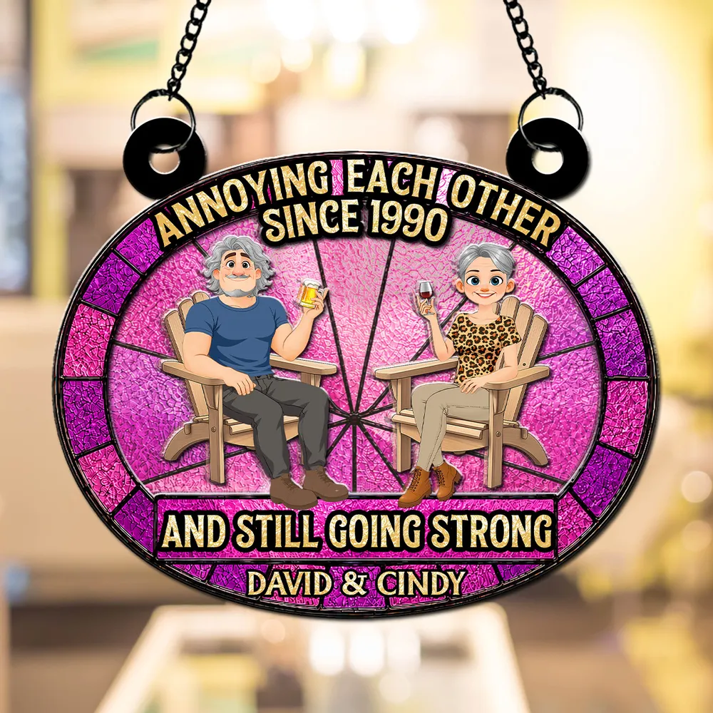 Personalized Wood & Acrylic Layered Ornament for Couple, Colorful Window Decor, Unique Gift - Image 6