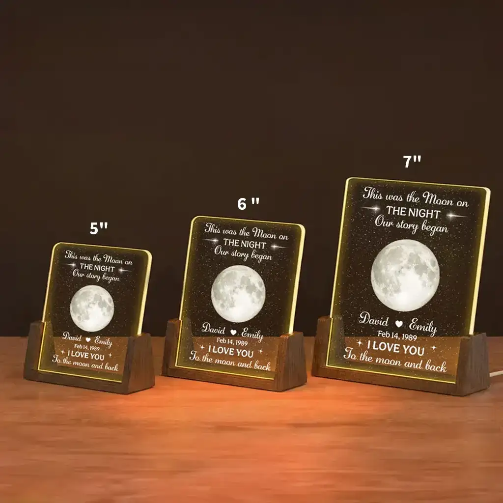 Personalized LED Light Frame with Moon Phase, Unique Gift for Couple with Warm Bedside Glow - Image 4