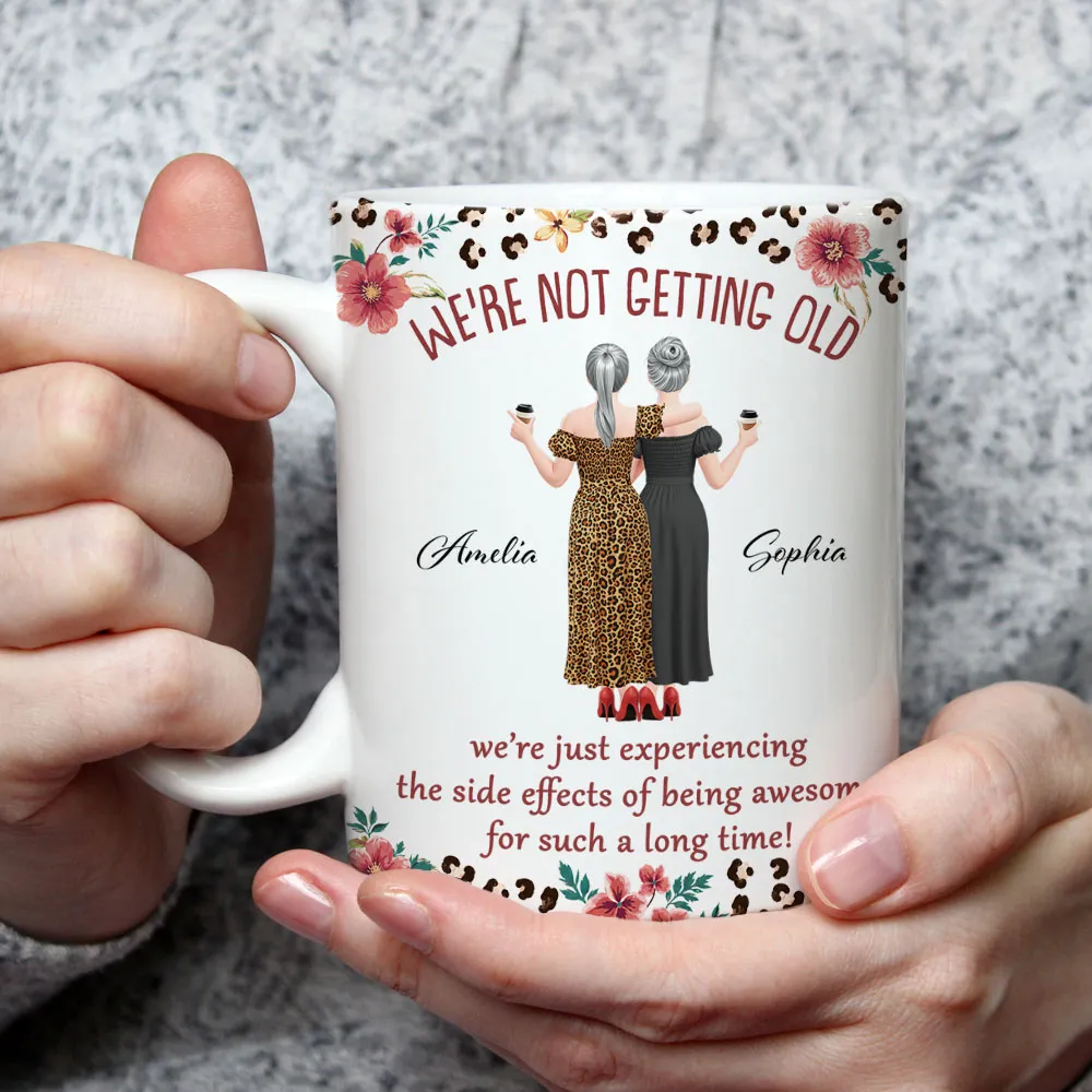 Ceramic Mug for Friend, Custom Aging Humor Quote with Floral Leopard Art, Creative Daily Coffee Gift - Image 2
