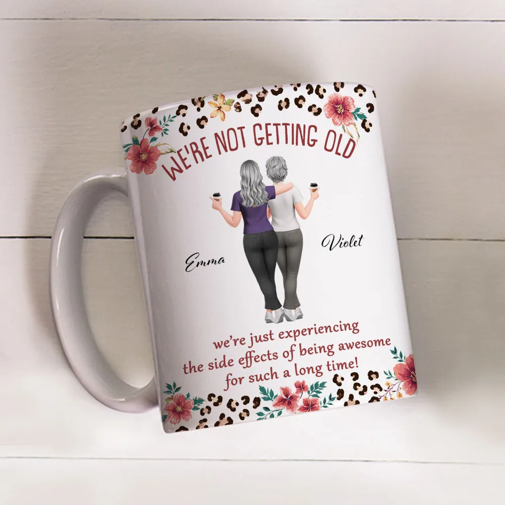 Ceramic Mug for Friend, Custom Aging Humor Quote with Floral Leopard Art, Creative Daily Coffee Gift - Image 3