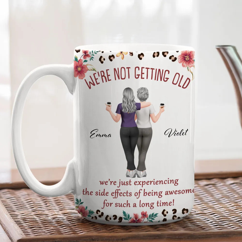 Ceramic Mug for Friend, Custom Aging Humor Quote with Floral Leopard Art, Creative Daily Coffee Gift - Image 5