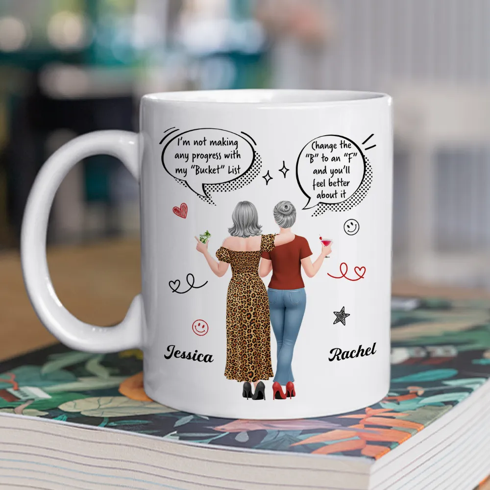 Personalized Ceramic Mug, Funny Bucket List Wordplay, Arm In Arm Friends, Unique Gift For Best Friend - Image 2