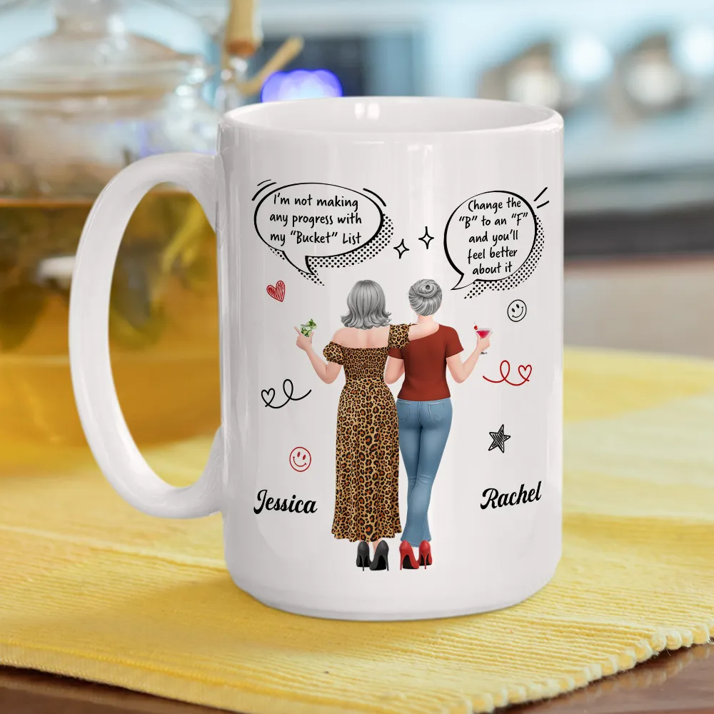 Personalized Ceramic Mug, Funny Bucket List Wordplay, Arm In Arm Friends, Unique Gift For Best Friend - Image 5