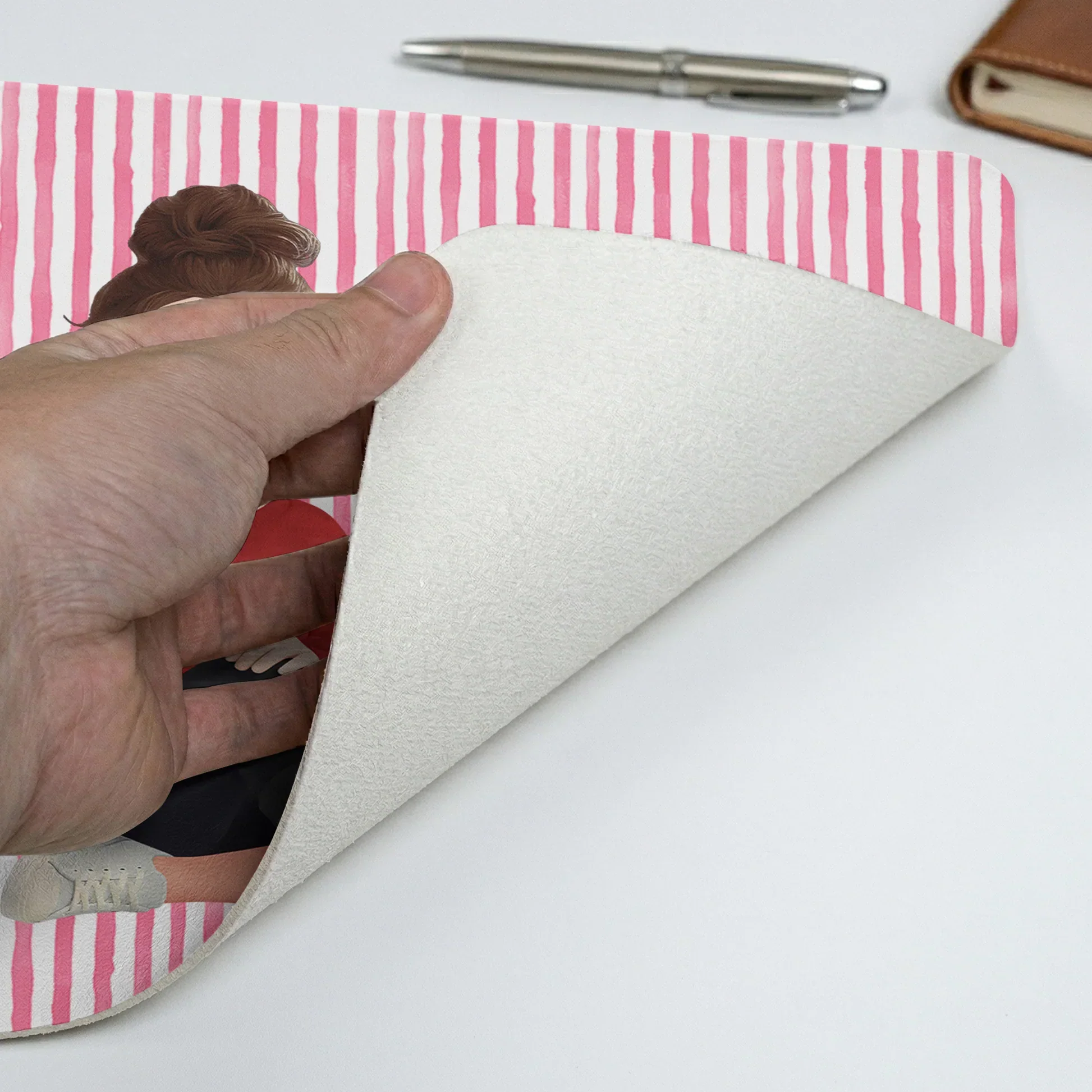 Personalized Leather Desk Mat, Cute Character & Birth Flower Design, Unique Gift for Her Workspace - Image 7