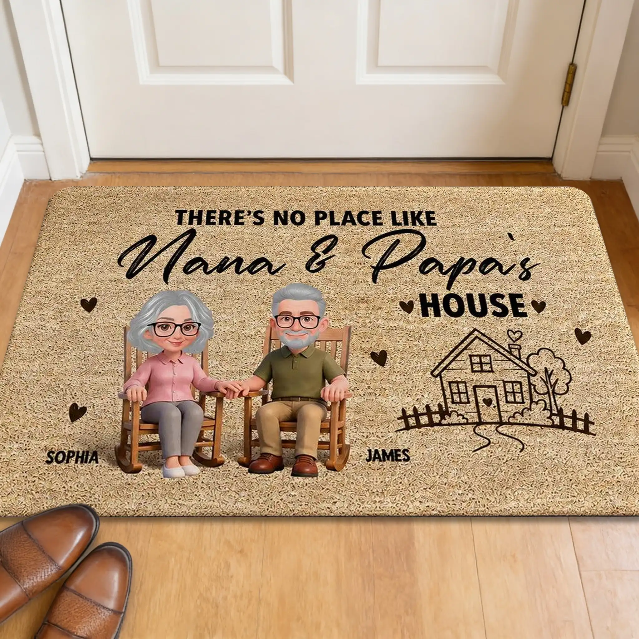 There's No Place Like Grandparents' House Standard Doormat, Personalized Creative Gift for Family