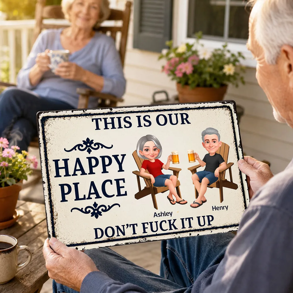 Personalized Rectangular Iron Sign, Happy Place Patio Decor, Unique Creative Gift for Her - Image 3