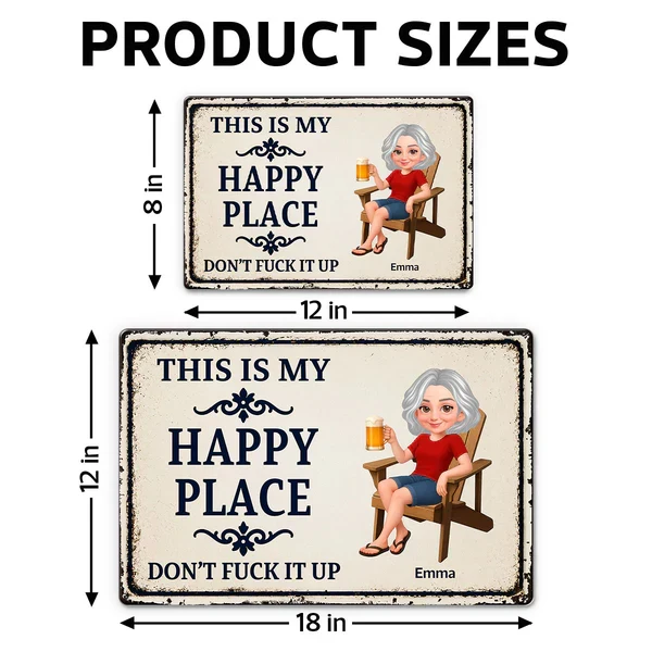 Personalized Rectangular Iron Sign, Happy Place Patio Decor, Unique Creative Gift for Her - Image 4