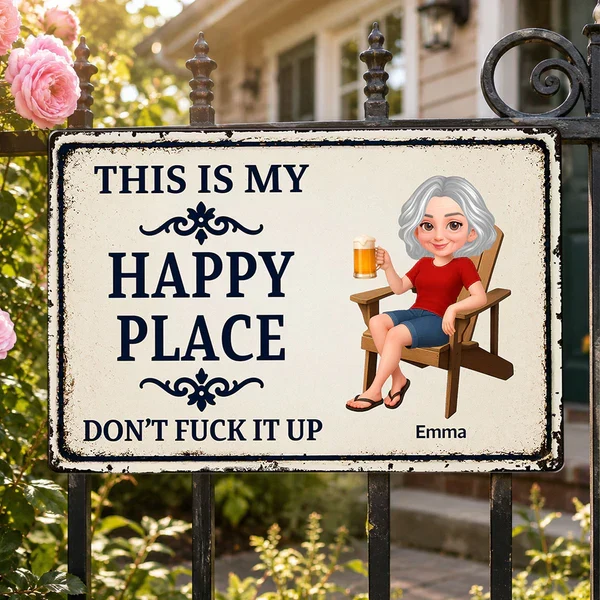 Personalized Rectangular Iron Sign, Happy Place Patio Decor, Unique Creative Gift for Her - Image 7