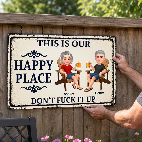 Personalized Rectangular Iron Sign, Happy Place Patio Decor, Unique Creative Gift for Her - Image 8