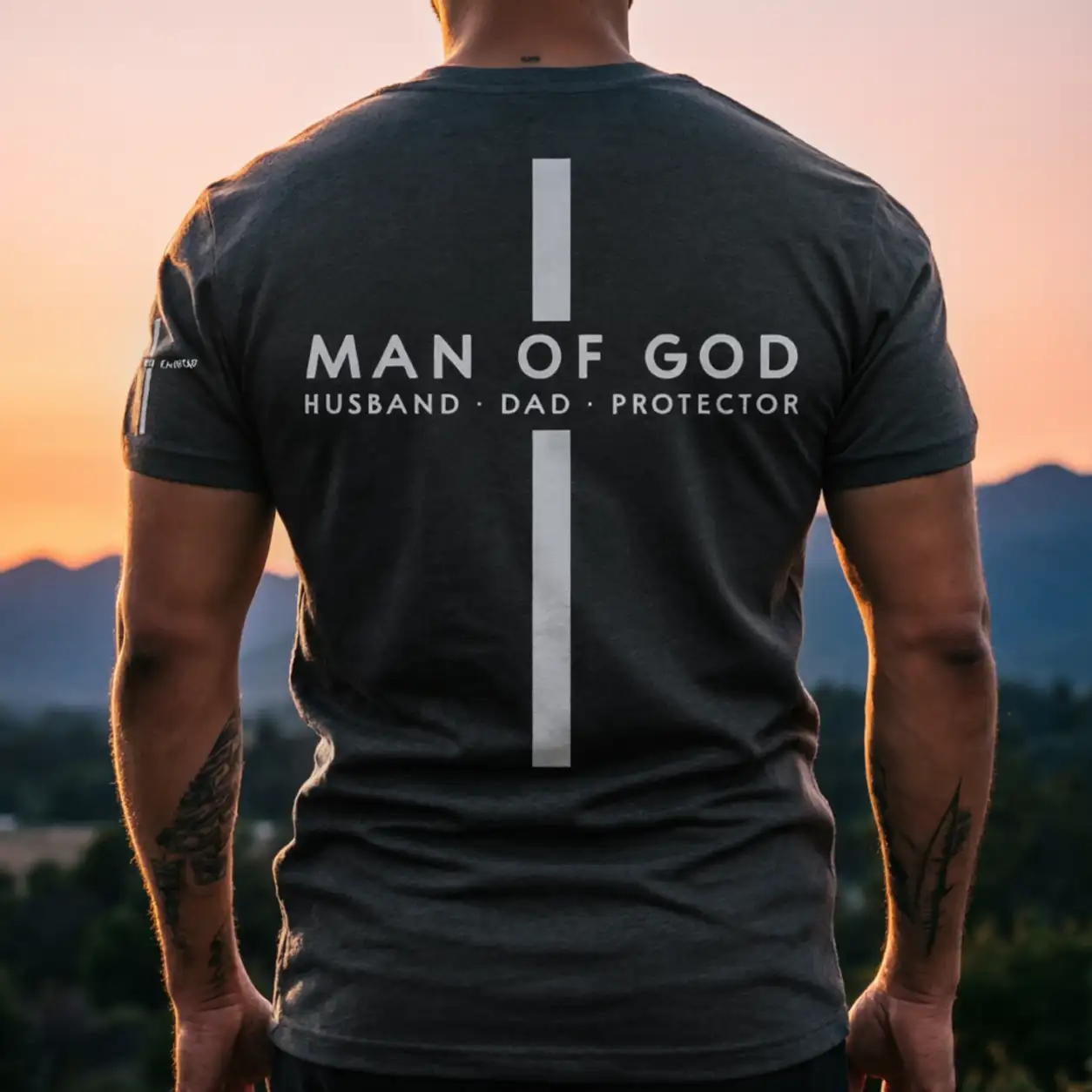 Personalized Dual Print Classic Tee, Man Of God Back View, Creative Gift For Husband & Dad