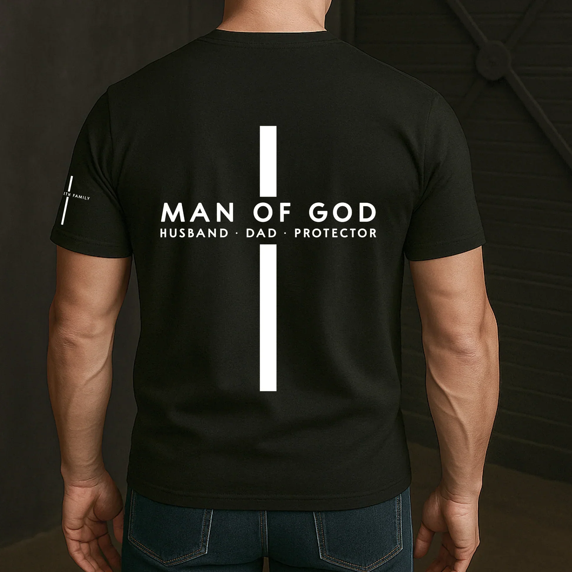 Personalized Dual Print Classic Tee, Man Of God Back View, Creative Gift For Husband & Dad - Image 4