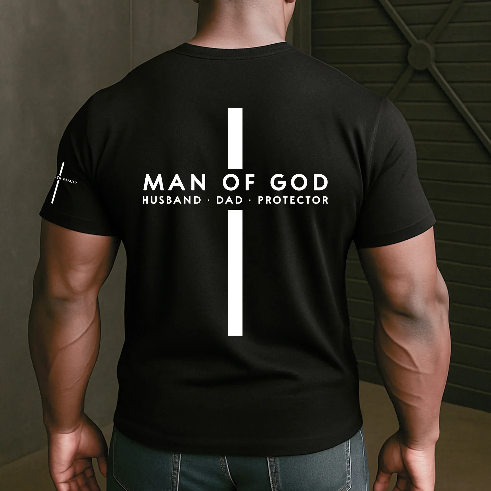 Personalized Dual Print Classic Tee, Man Of God Back View, Creative Gift For Husband & Dad - Image 6