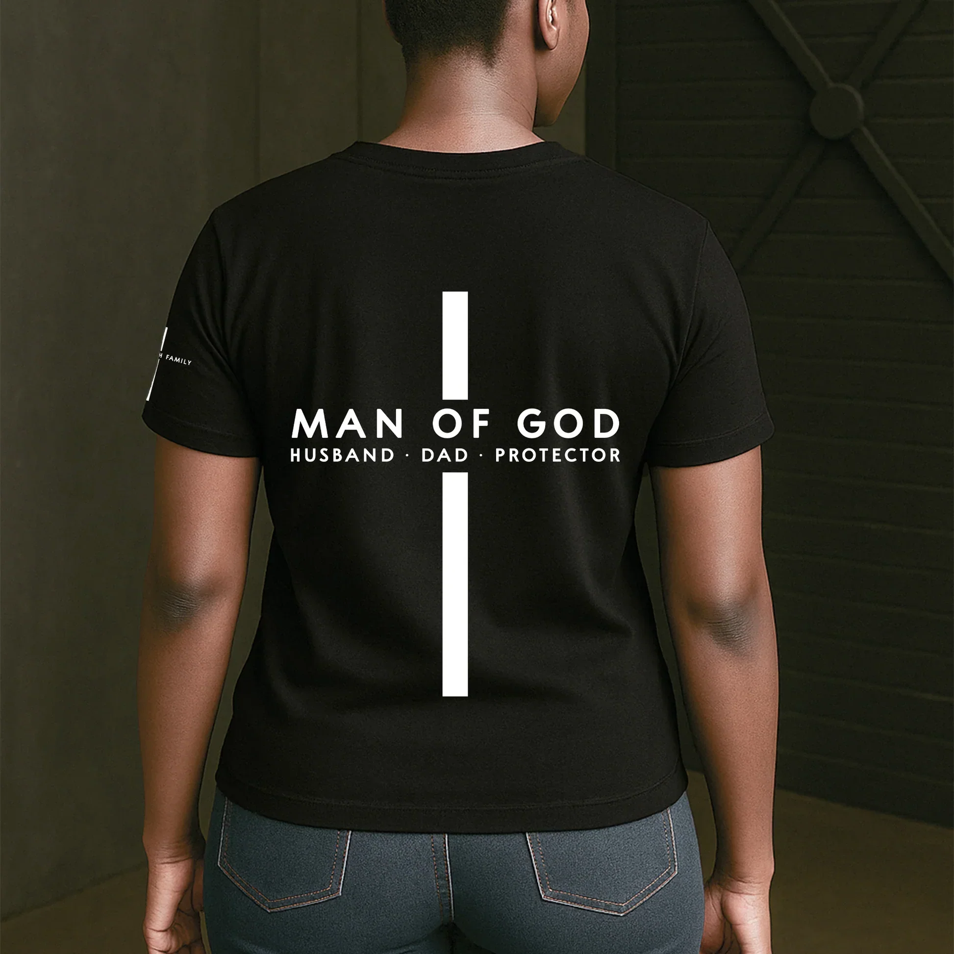 Personalized Dual Print Classic Tee, Man Of God Back View, Creative Gift For Husband & Dad - Image 7