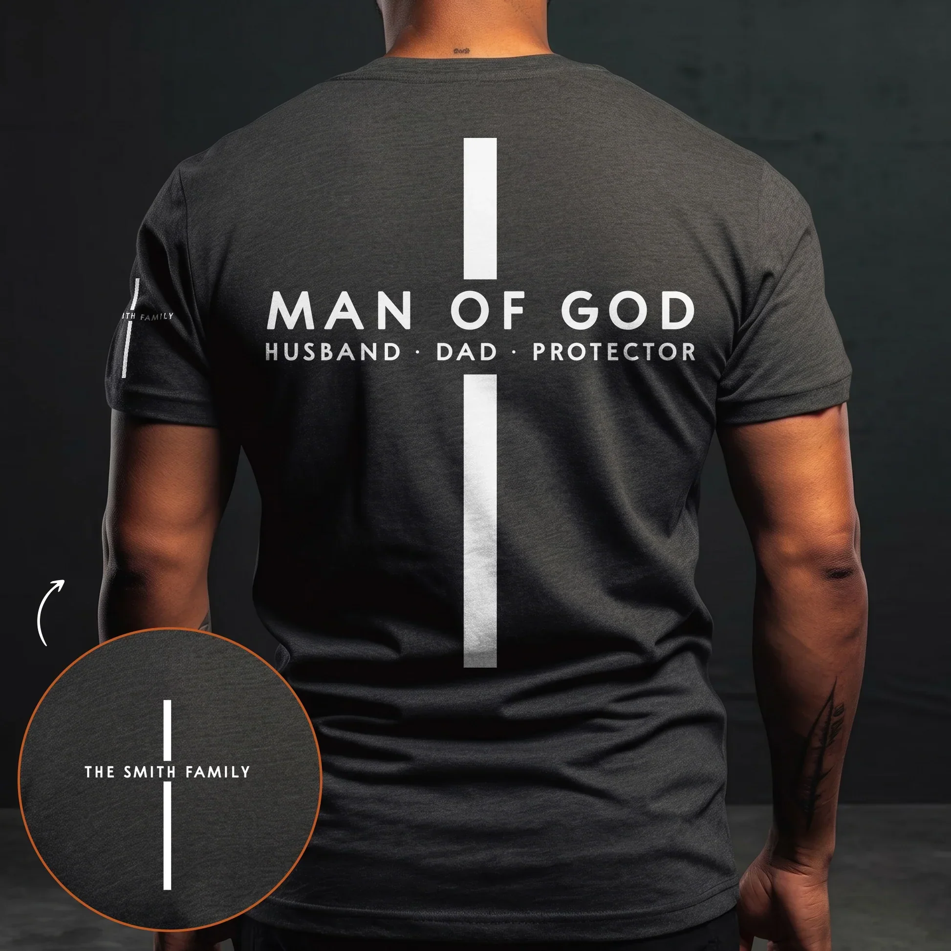 Personalized Dual Print Classic Tee, Man Of God Back View, Creative Gift For Husband & Dad - Image 8
