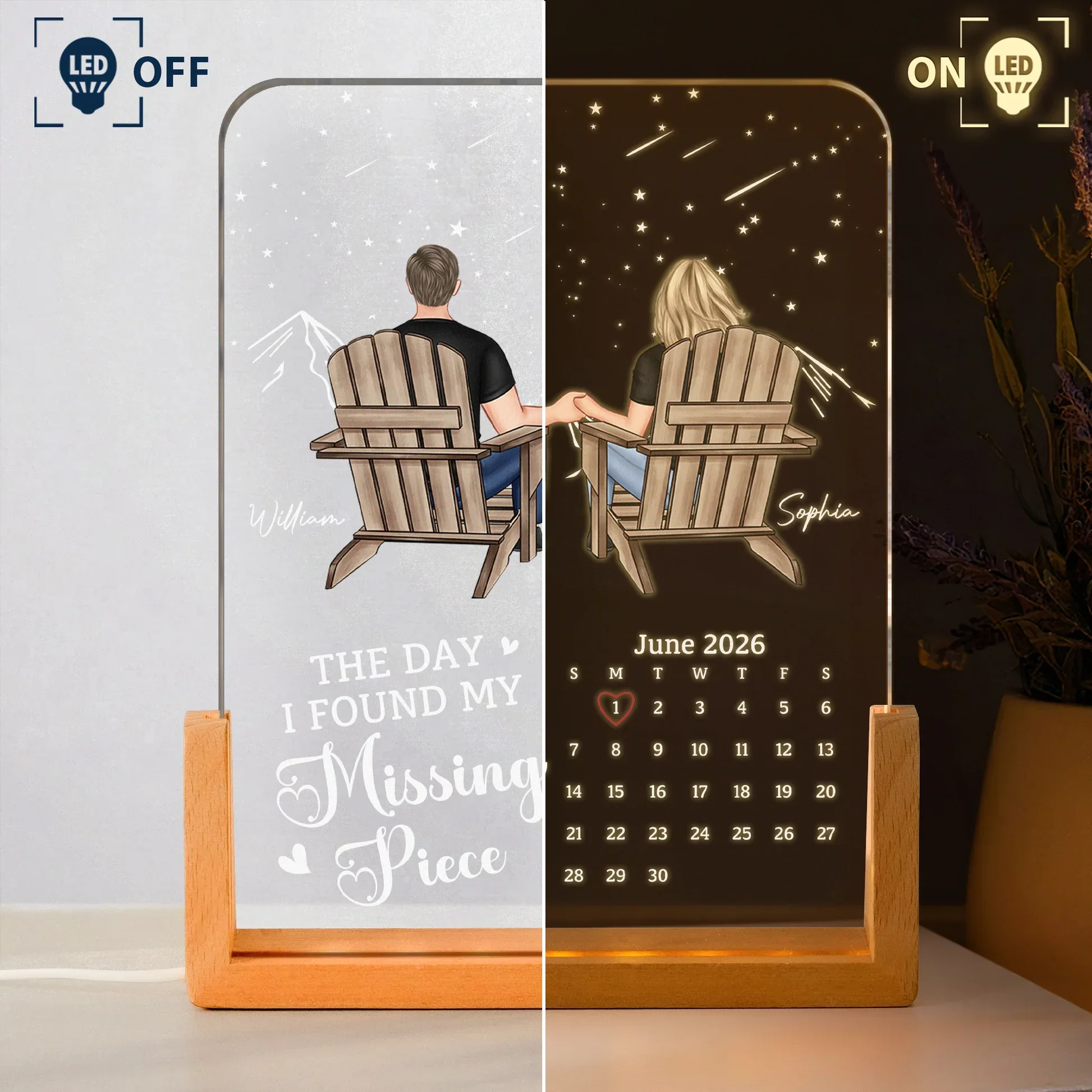 LED Light Frame with Warm Glow, Custom Missing Piece Couple Art, Creative Gift for Bedside Decor - Image 3