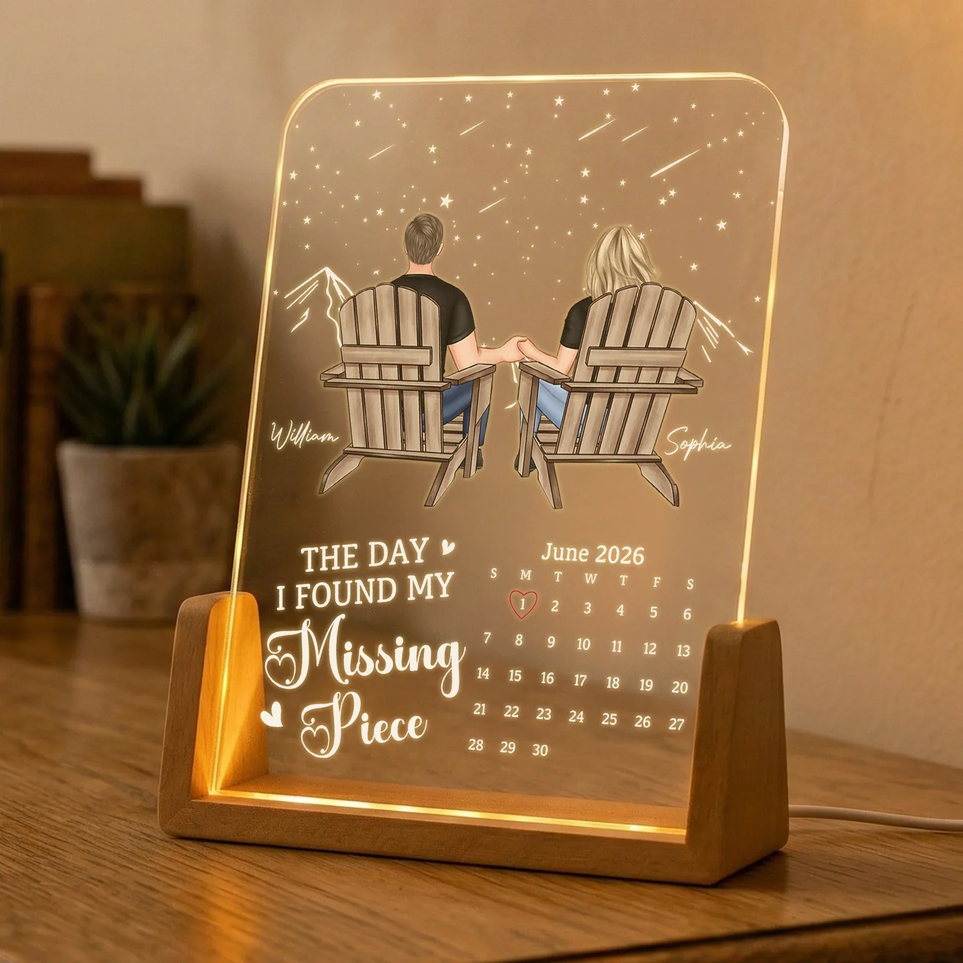 LED Light Frame with Warm Glow, Custom Missing Piece Couple Art, Creative Gift for Bedside Decor - Image 5