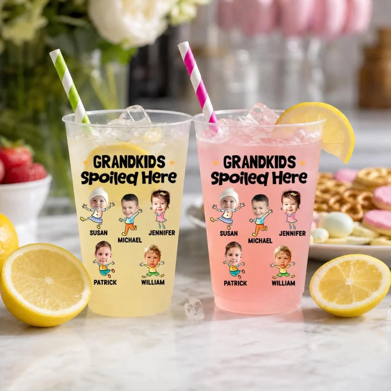 Personalized Frosted Plastic Cup, Grandkids Spoiled Here, Backyard BBQ, Unique Gift for Grandparents - Image 3