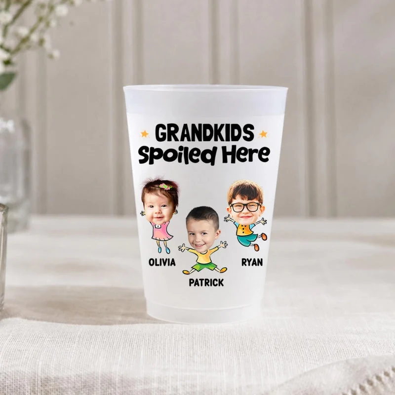 Personalized Frosted Plastic Cup, Grandkids Spoiled Here, Backyard BBQ, Unique Gift for Grandparents - Image 6